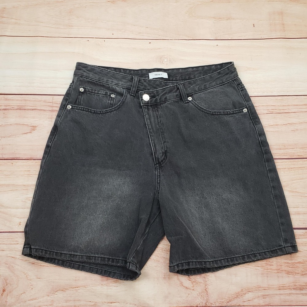 Forever 21‎ Jean Shorts Mens 30 Gray Denim Bermuda 5 Pocket Casual 8 Inseam